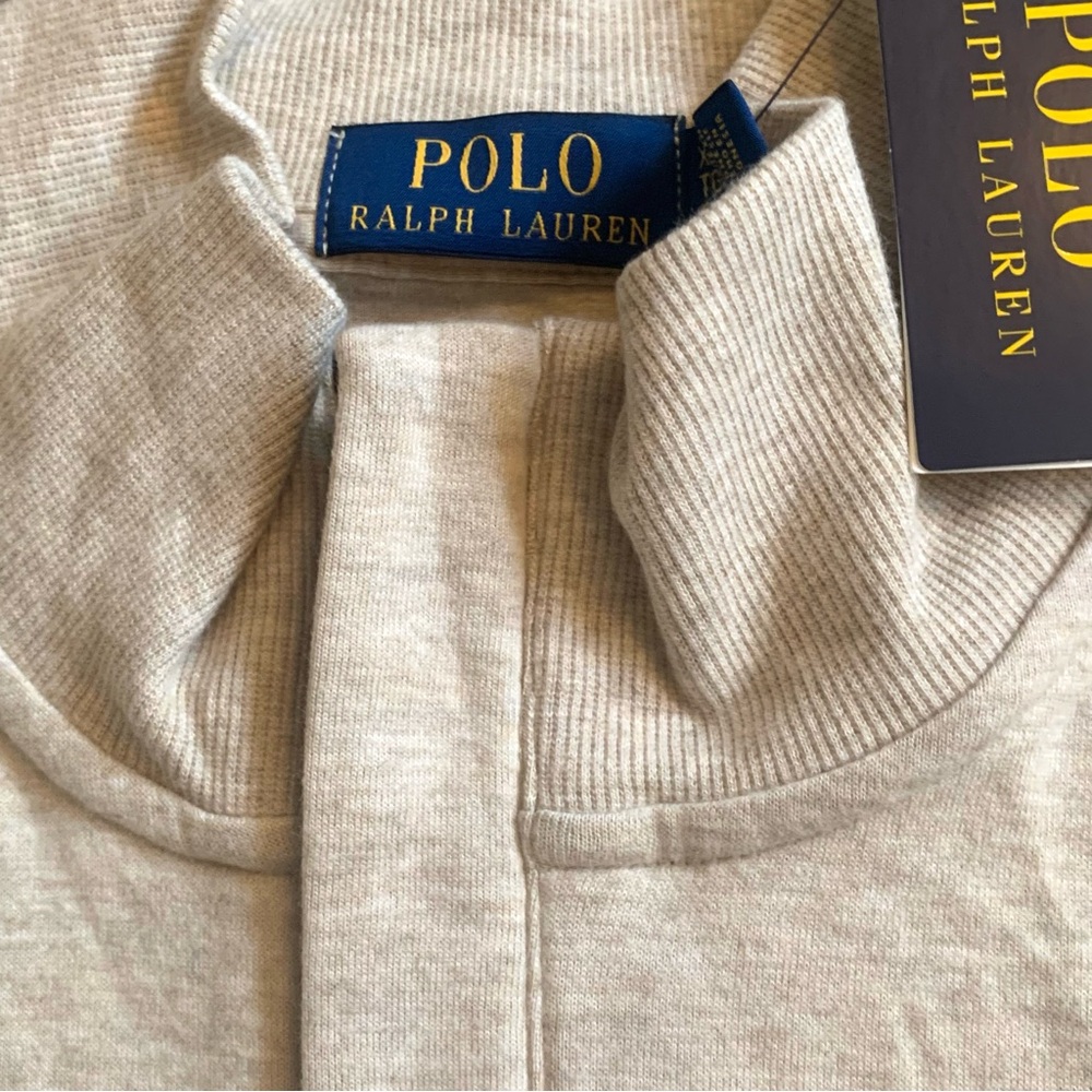Polo Ralph Lauren Luxury Jersey Quarter-Zip Pullover XL Beige Heather Grey NWT - Picture 3 of 9